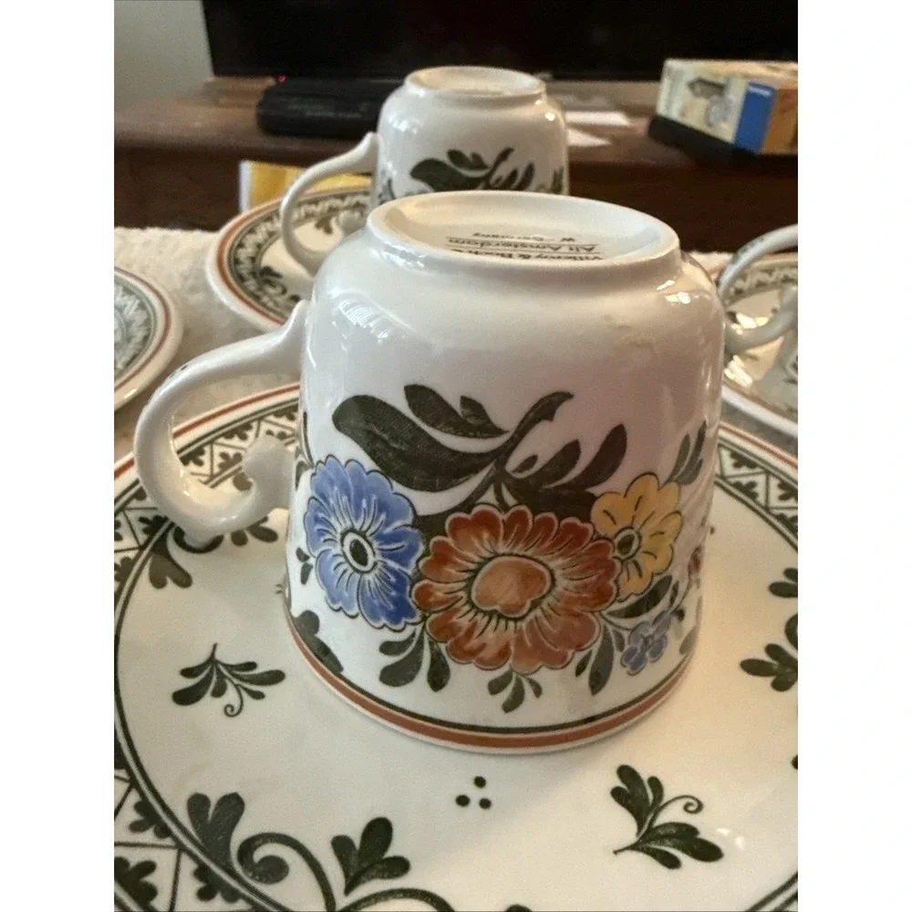 Villeroy & Boch Alt Amsterdam (4)Cup & Saucer Floral Pattern Vitro Porcelain